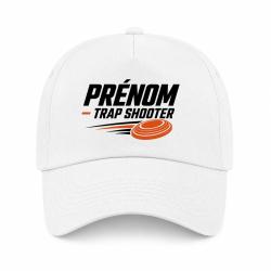 Casquette Ball Trap - Pr&eacute;nom personnalis&eacute; - Trap Shooter - Blanc / Orange