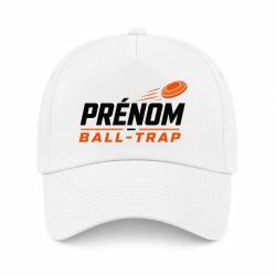 Casquette Ball Trap - Pr&eacute;nom personnalis&eacute; - Passion tir - Blanc / Orange