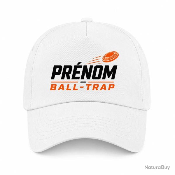 Casquette Ball Trap - Pr�nom personnalis� - Passion tir - Blanc / Orange