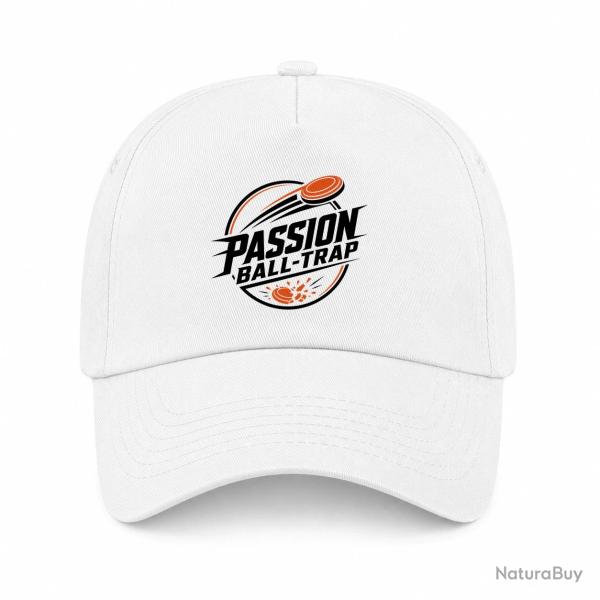 Casquette Ball Trap - Passion Ball Trap - Logo tireur - Blanc / Orange
