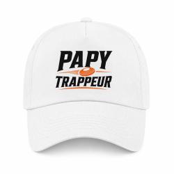 Casquette Ball Trap - Papy trappeur - Cadeau passion - Blanc / Orange