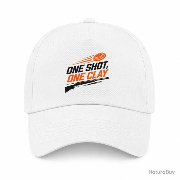 Casquette Ball Trap - One Shot One Clay - Pr�cision - Blanc / Orange