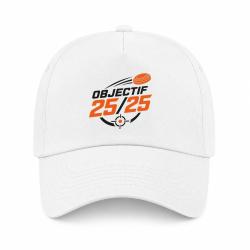 Casquette Ball Trap - Objectif 25 sur 25 - Score parfait - Blanc / Orange
