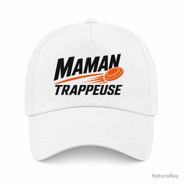 Casquette Ball Trap - Maman trappeuse - Cadeau personnalis� - Blanc / Orange