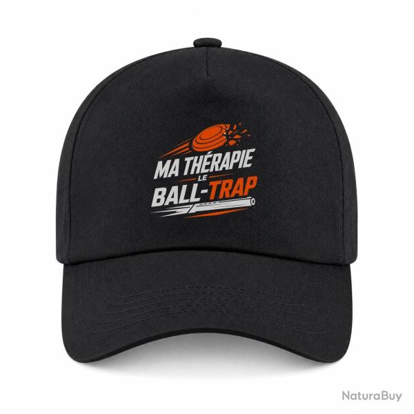 Casquette Ball Trap - Ma th�rapie, le Ball Trap - Humour - Noir / Orange
