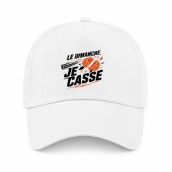 Casquette Ball Trap - Le dimanche je casse - Stand de tir - Blanc / Orange