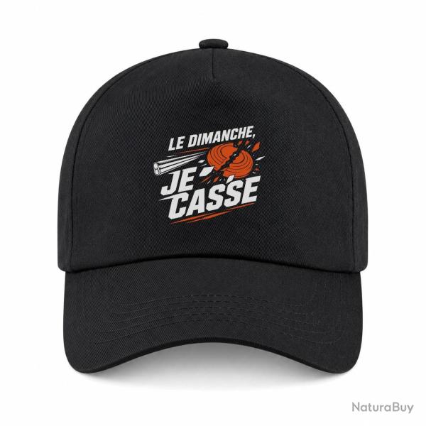 Casquette Ball Trap - Le dimanche je casse - Stand de tir - Noir / Orange