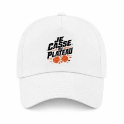Casquette Ball Trap - Je casse du plateau - Slogan tireur - Blanc / Orange