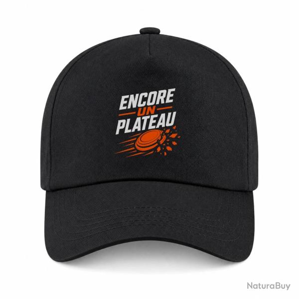 Casquette Ball Trap - Encore un plateau - Slogan passion - Noir / Orange