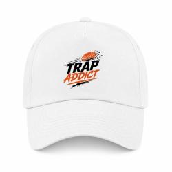 Casquette Ball Trap - Accro au Trap - Passion plateaux - Blanc / Orange