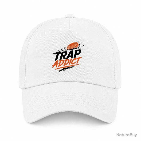 Casquette Ball Trap - Accro au Trap - Passion plateaux - Blanc / Orange