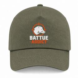 Casquette Chasse - Battue addict - Sanglier cibl&eacute; - Kaki / Blanc / Orange