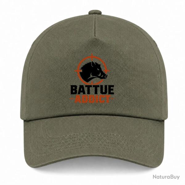 Casquette Chasse - Battue addict - Sanglier cibl� - Kaki / Noir / Orange