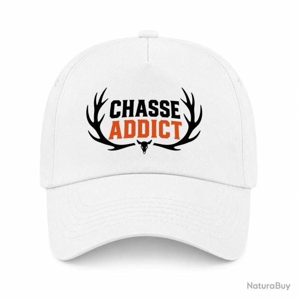 Casquette Chasse - Chasse addict - Panache orange - Blanc / Orange