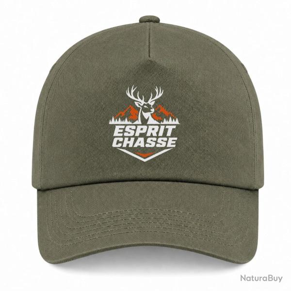 Casquette Chasse - Esprit chasse - Cerf des montagnes - Kaki / Blanc / Orange