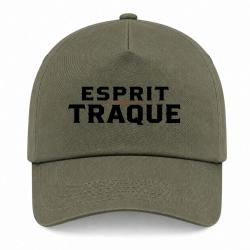 Casquette Chasse - Esprit traque - Typographie - Kaki / Noir / Orange