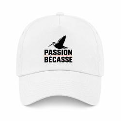 Casquette Chasse - Passion b&eacute;casse - Oiseau en vol - Blanc / Orange