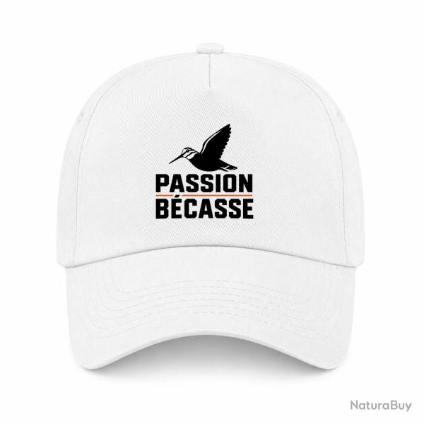 Casquette Chasse - Passion b�casse - Oiseau en vol - Blanc / Orange