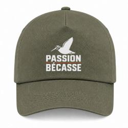 Casquette Chasse - Passion b&eacute;casse - Oiseau en vol - Kaki / Blanc / Orange