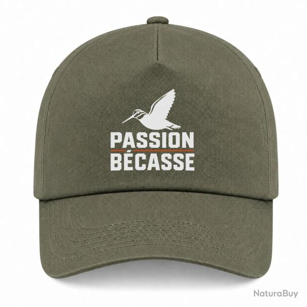 Casquette Chasse - Passion b�casse - Oiseau en vol - Kaki / Blanc / Orange