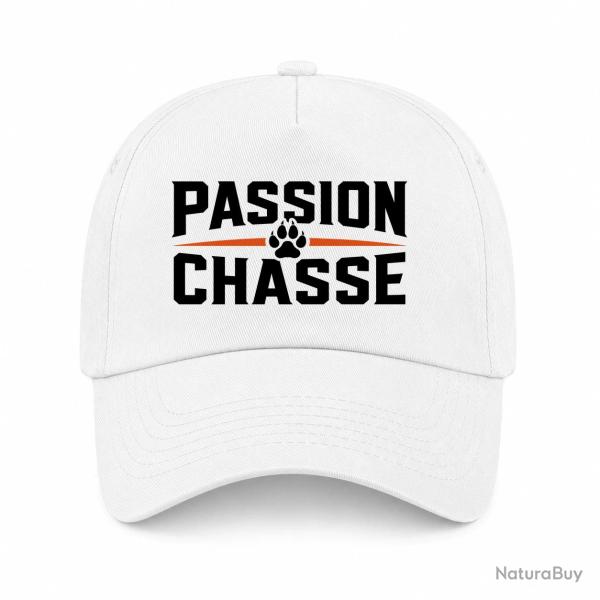 Casquette Chasse - Passion chasse - Empreinte orange - Blanc / Orange