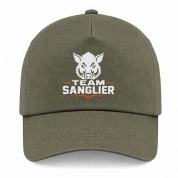 Casquette Chasse - Team sanglier - Portrait sauvage - Kaki / Blanc / Orange
