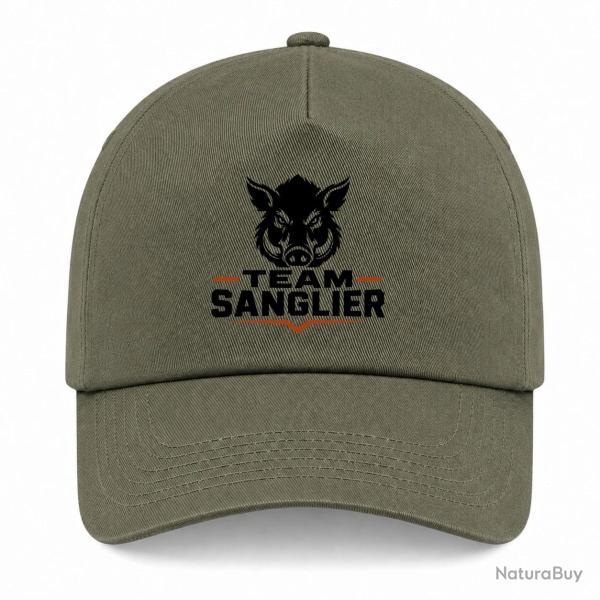 Casquette Chasse - Team sanglier - Portrait sauvage - Kaki / Noir / Orange