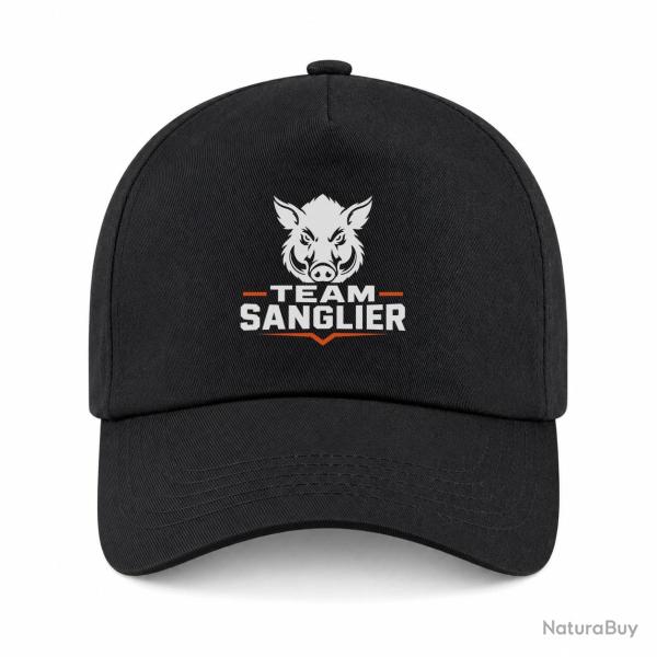 Casquette Chasse - Team sanglier - Portrait sauvage - Noir / Orange