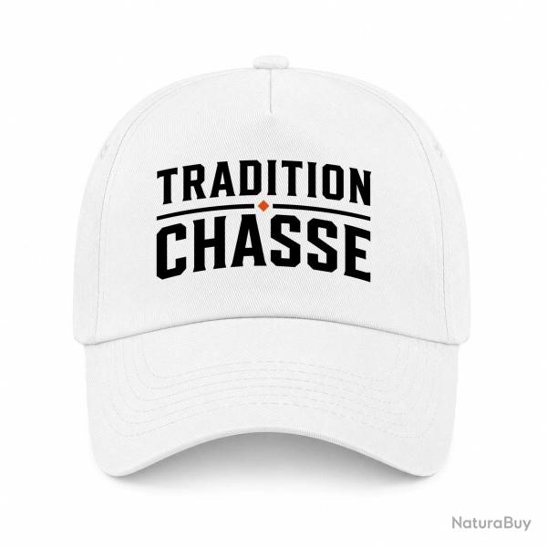 Casquette Chasse - Tradition chasse - Vintage - Blanc / Orange