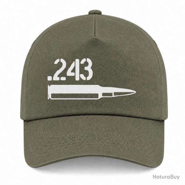 Casquette Arme - Cartouche 243 win - Kaki / Blanc