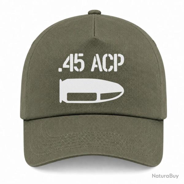 Casquette Arme - Cartouche 45 ACP - Kaki / Blanc