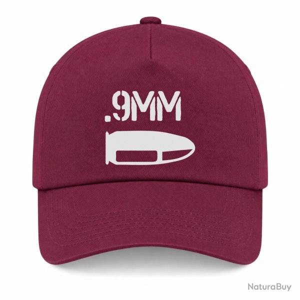Casquette Arme - Cartouche 9mm - Bordeaux