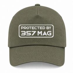 Casquette Arme - Protected By 357 Magnum - Kaki / Blanc