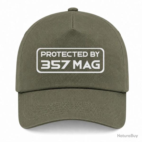 Casquette Arme - Protected By 357 Magnum - Kaki / Blanc