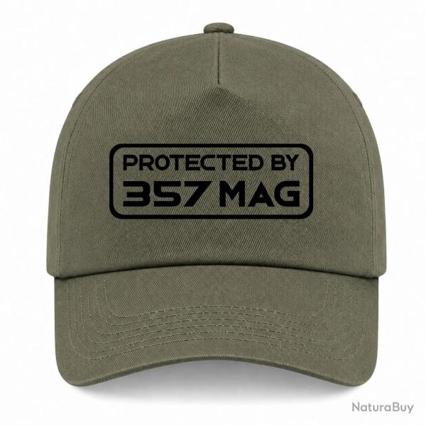 Casquette Arme - Protected By 357 Magnum - Kaki / Noir