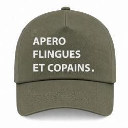 Casquette Humour Tir Sportif - Ap&eacute;ro Flingues et Copains - Kaki / Blanc