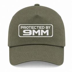 Casquette Arme - Protected by 9mm - Kaki / Blanc