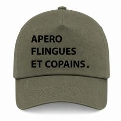 Casquette Humour Tir Sportif - Ap&eacute;ro Flingues et Copains - Kaki / Noir