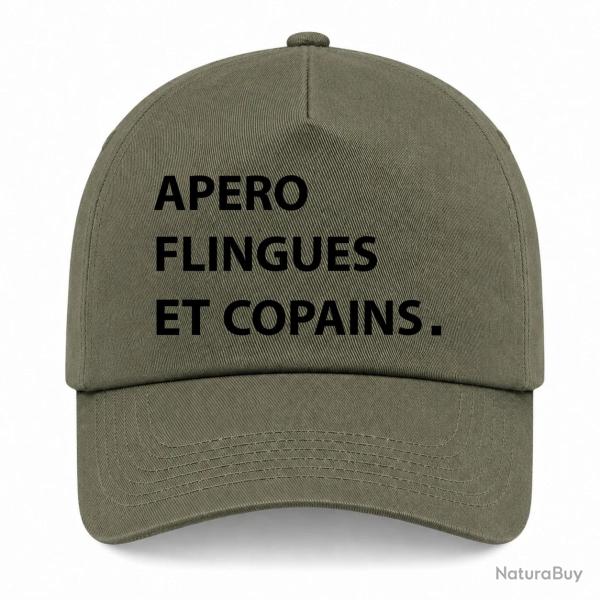 Casquette Humour Tir Sportif - Ap�ro Flingues et Copains - Kaki / Noir