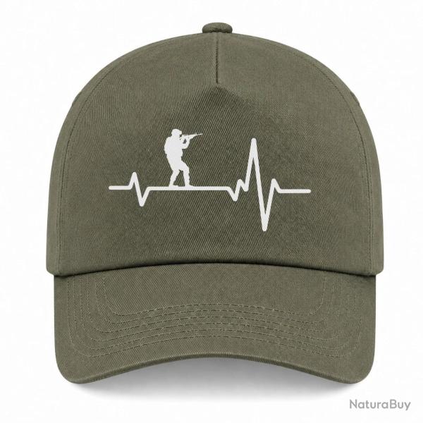 Casquette Militaire - Battement de Coeur - Kaki / Blanc