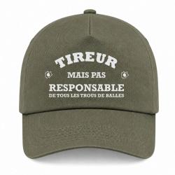 Casquette - Tireur mais pas responsable de tous les trous de balle - Kaki / Blanc