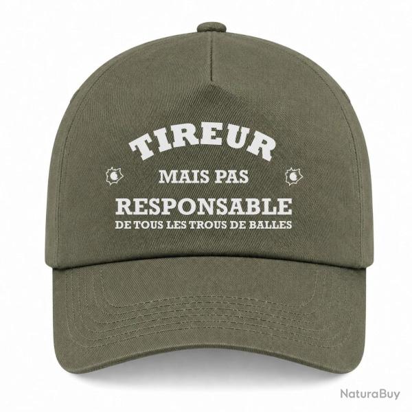 Casquette - Tireur mais pas responsable de tous les trous de balle - Kaki / Blanc