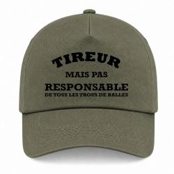 Casquette - Tireur mais pas responsable de tous les trous de balle - Kaki / Noir