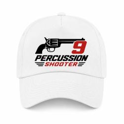 Casquette Tir Sportif - 9 Percussion Shooter - Revolver - Blanc / Orange