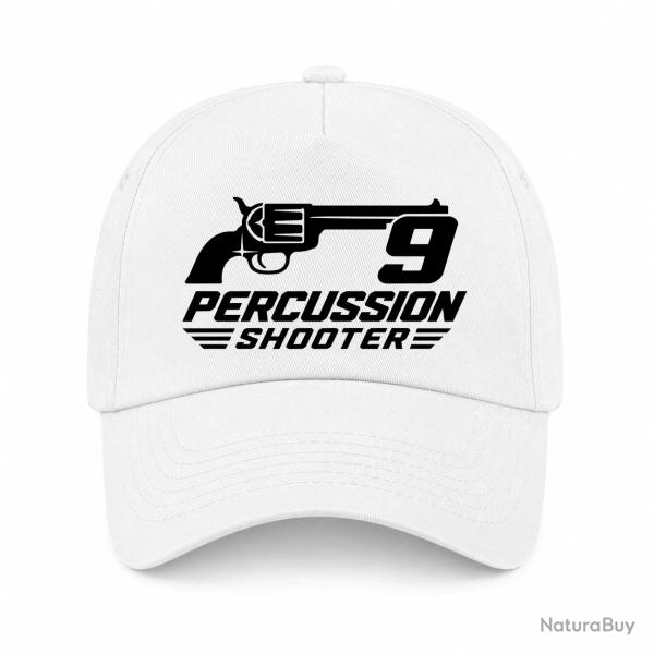 Casquette Tir Sportif - 9 Percussion Shooter - Revolver - Blanc