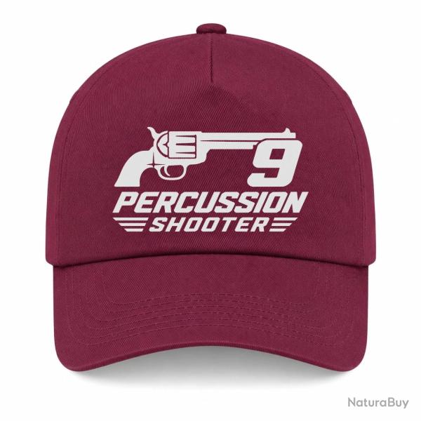 Casquette Tir Sportif - 9 Percussion Shooter - Revolver - Bordeaux