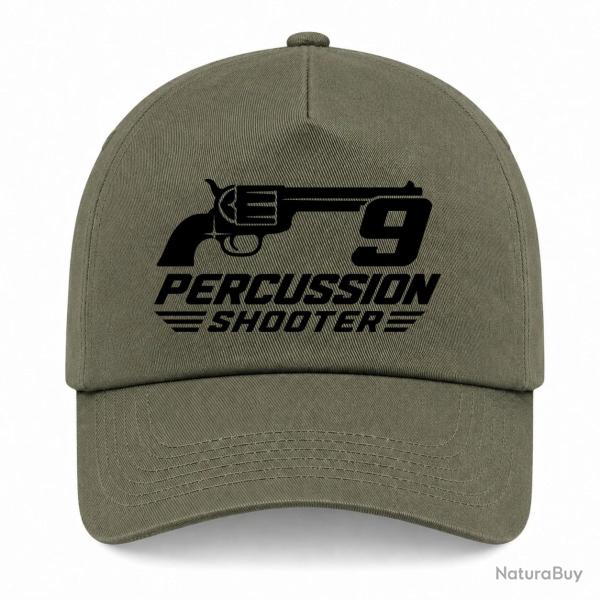 Casquette Tir Sportif - 9 Percussion Shooter - Revolver - Kaki / Noir
