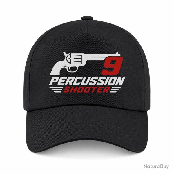 Casquette Tir Sportif - 9 Percussion Shooter - Revolver - Noir / Orange