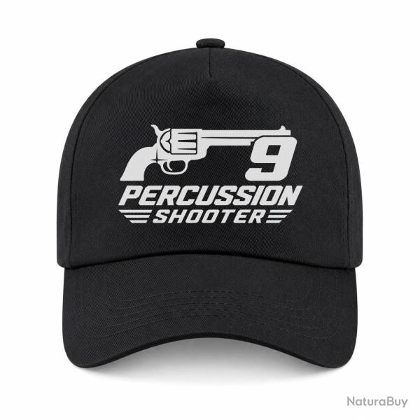 Casquette Tir Sportif - 9 Percussion Shooter - Revolver - Noir