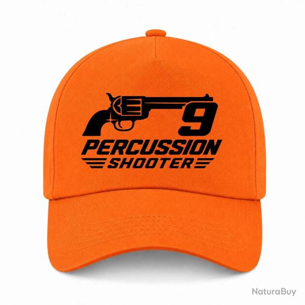 Casquette Tir Sportif - 9 Percussion Shooter - Revolver - Orange